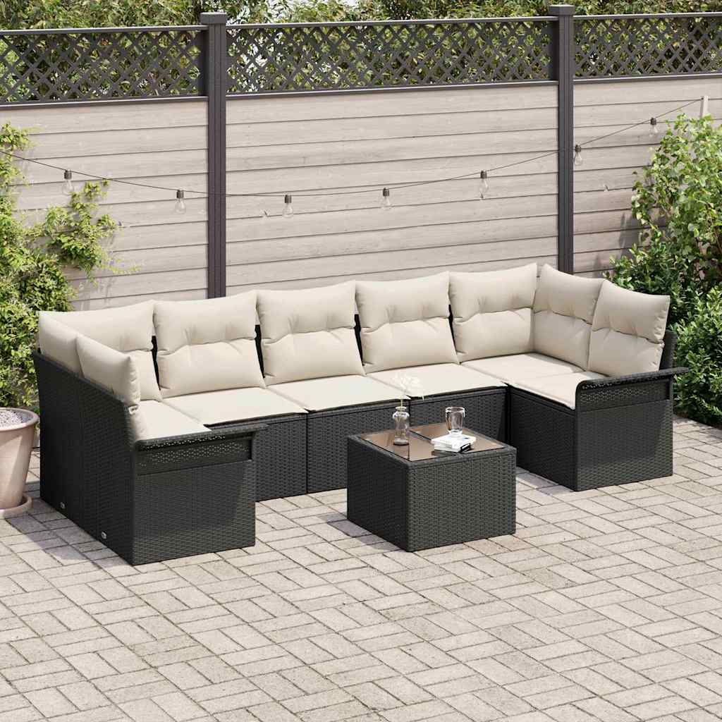 Tuin Sofa Set Met Kussen 8 Pcs En Crème Poly Rattan