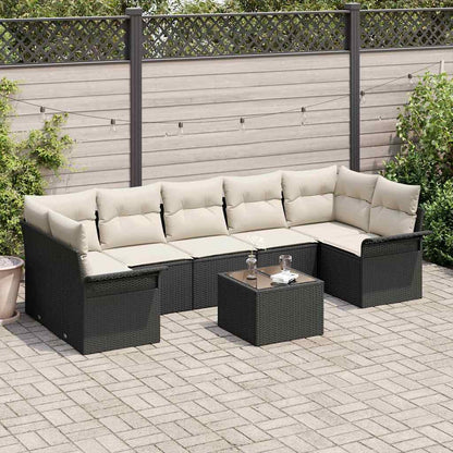 Tuin Sofa Set Met Kussen 8 Pcs En Crème Poly Rattan