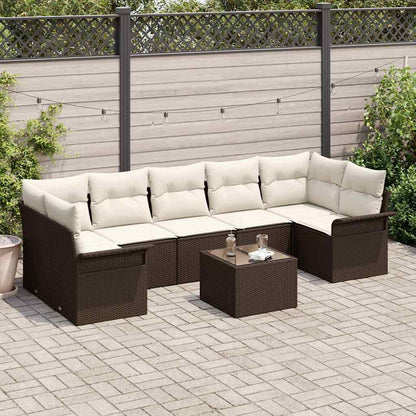 Tuin Sofa Set Met Kussen 8 Pcs En Crème Poly Rattan