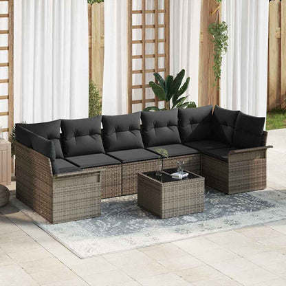 Tuin Sofa Set Met Kussen 8 Pcs En Crème Poly Rattan
