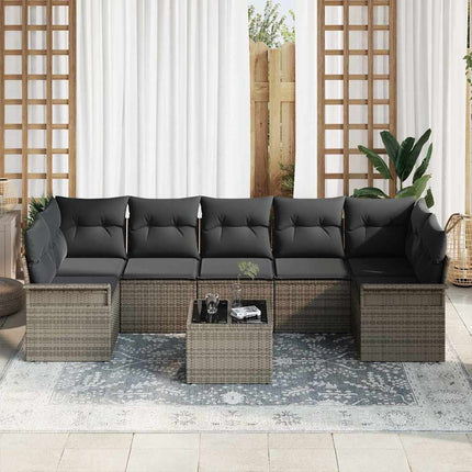 Tuin Sofa Set Met Kussen Met Opslag 8 Pcs Poly Rattan