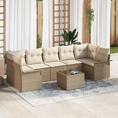 Tuin Sofa Set Met Kussen 8 Pcs En Crème Poly Rattan