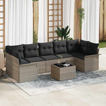 Tuin Sofa Set Met Kussen 8 Pcs En Crème Poly Rattan