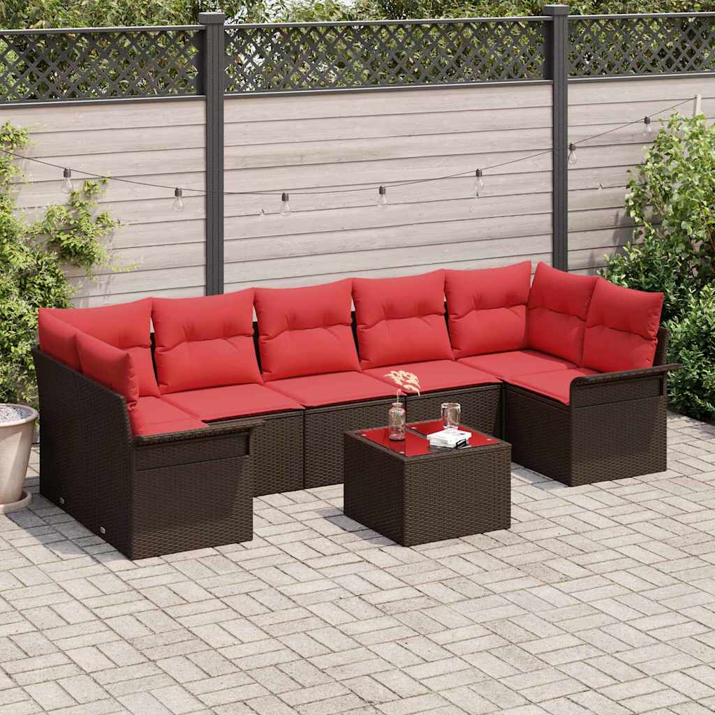 Tuin Sofa Set Met Kussen 8 Pcs Beige En Poly Rattan