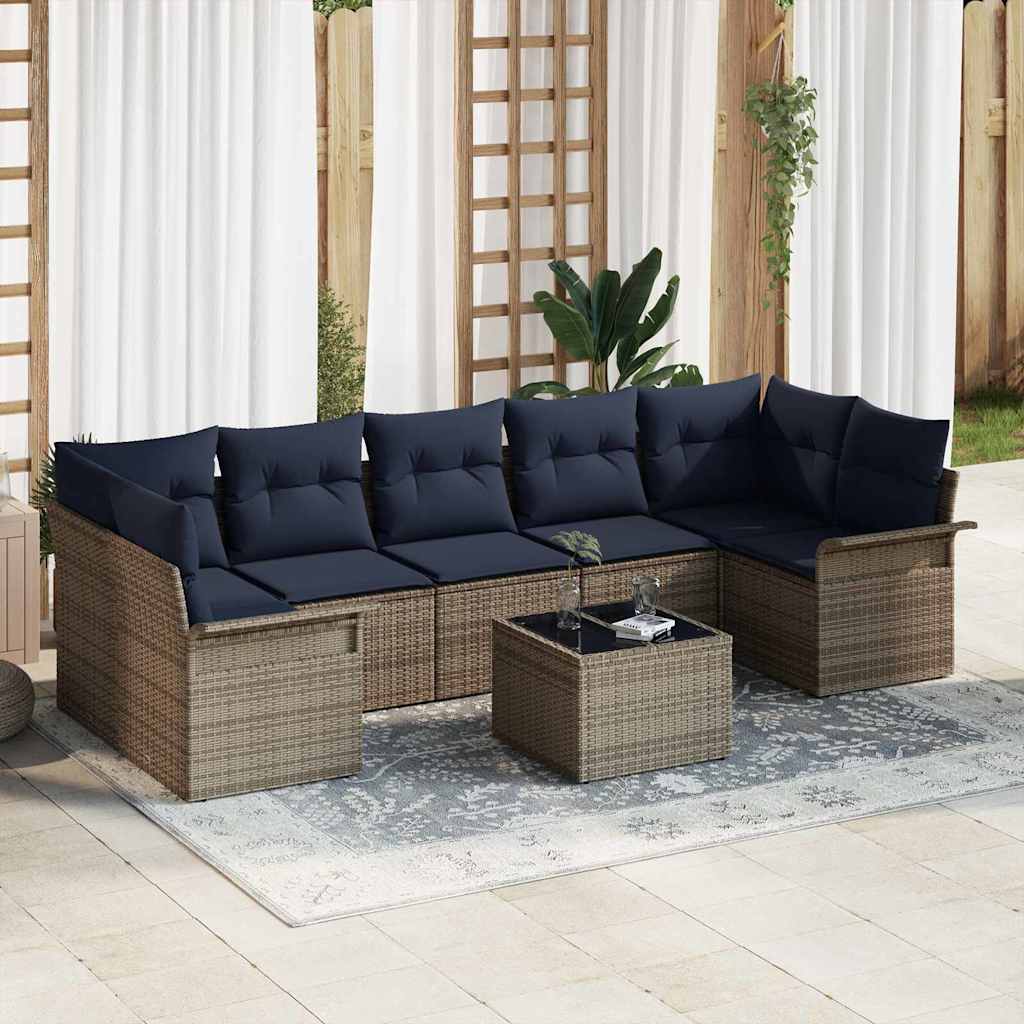 Tuin Sofa Set Met Kussen 8 Pcs Beige En Poly Rattan