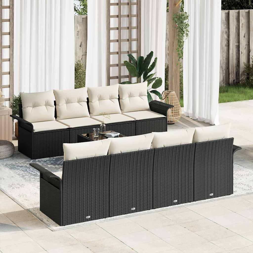 Tuin Sofa Set Met Kussen 9 Pcs En Crème Poly Rattan