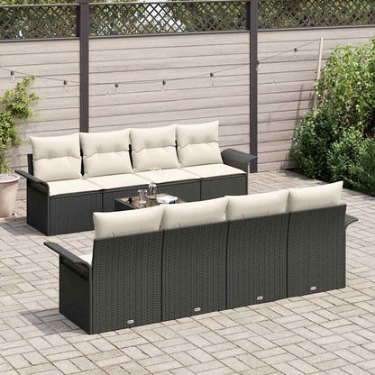 Tuin Sofa Set Met Kussen 9 Pcs En Crème Poly Rattan