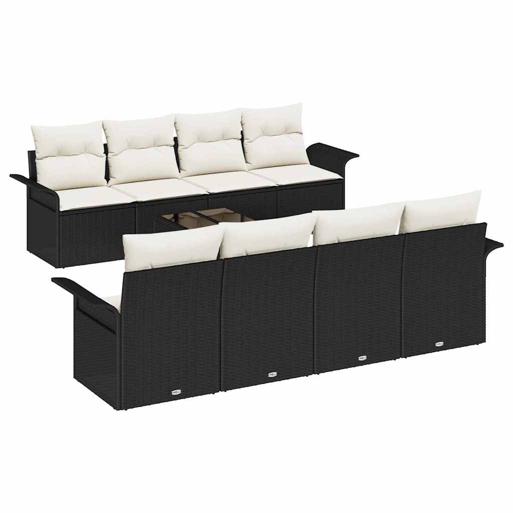 Tuin Sofa Set Met Kussen 9 Pcs En Crème Poly Rattan