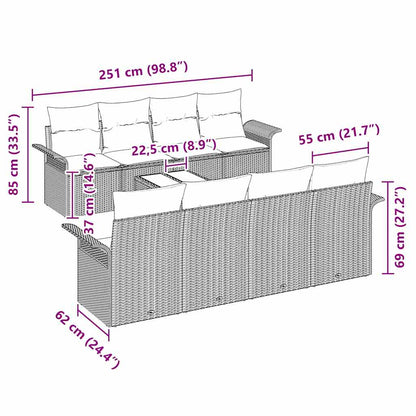Tuin Sofa Set Met Kussen 9 Pcs En Crème Poly Rattan
