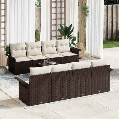 Tuin Sofa Set Met Kussen 9 Pcs En Crème Poly Rattan