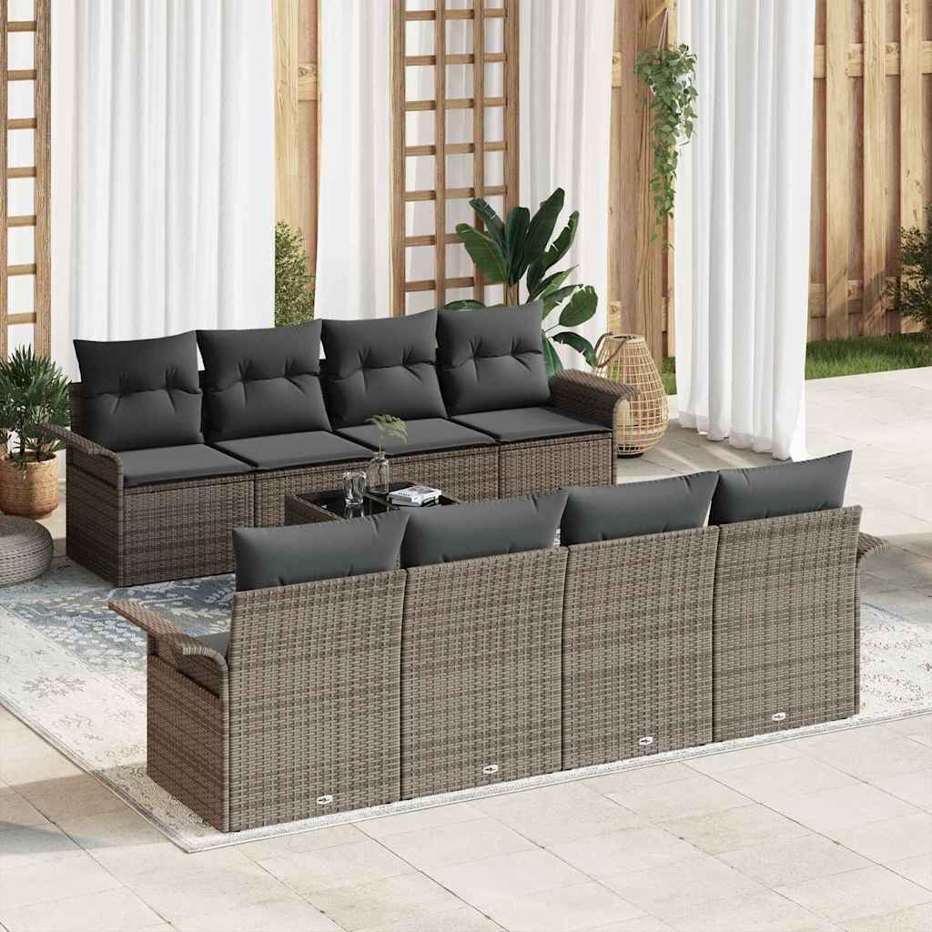 Tuin Sofa Set Met Kussen 9 Pcs En Crème Poly Rattan