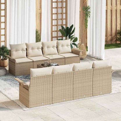 Tuin Sofa Set Met Kussen 9 Pcs En Crème Poly Rattan