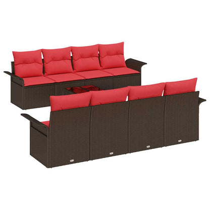 Tuin Sofa Set Met Kussen 9 Pcs Beige En Poly Rattan