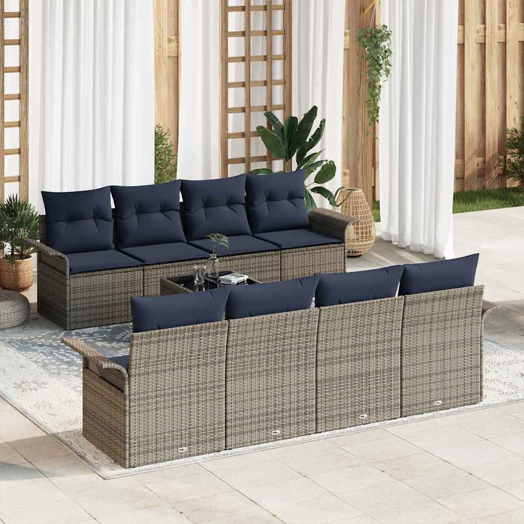 Tuin Sofa Set Met Kussen 9 Pcs Beige En Poly Rattan