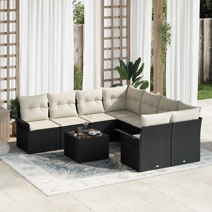 Tuinbankenset Met Kussen 9 Pcs En Grijs Poly Rattan