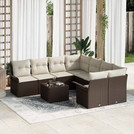 Tuinbankenset Met Kussen 9 Pcs En Grijs Poly Rattan