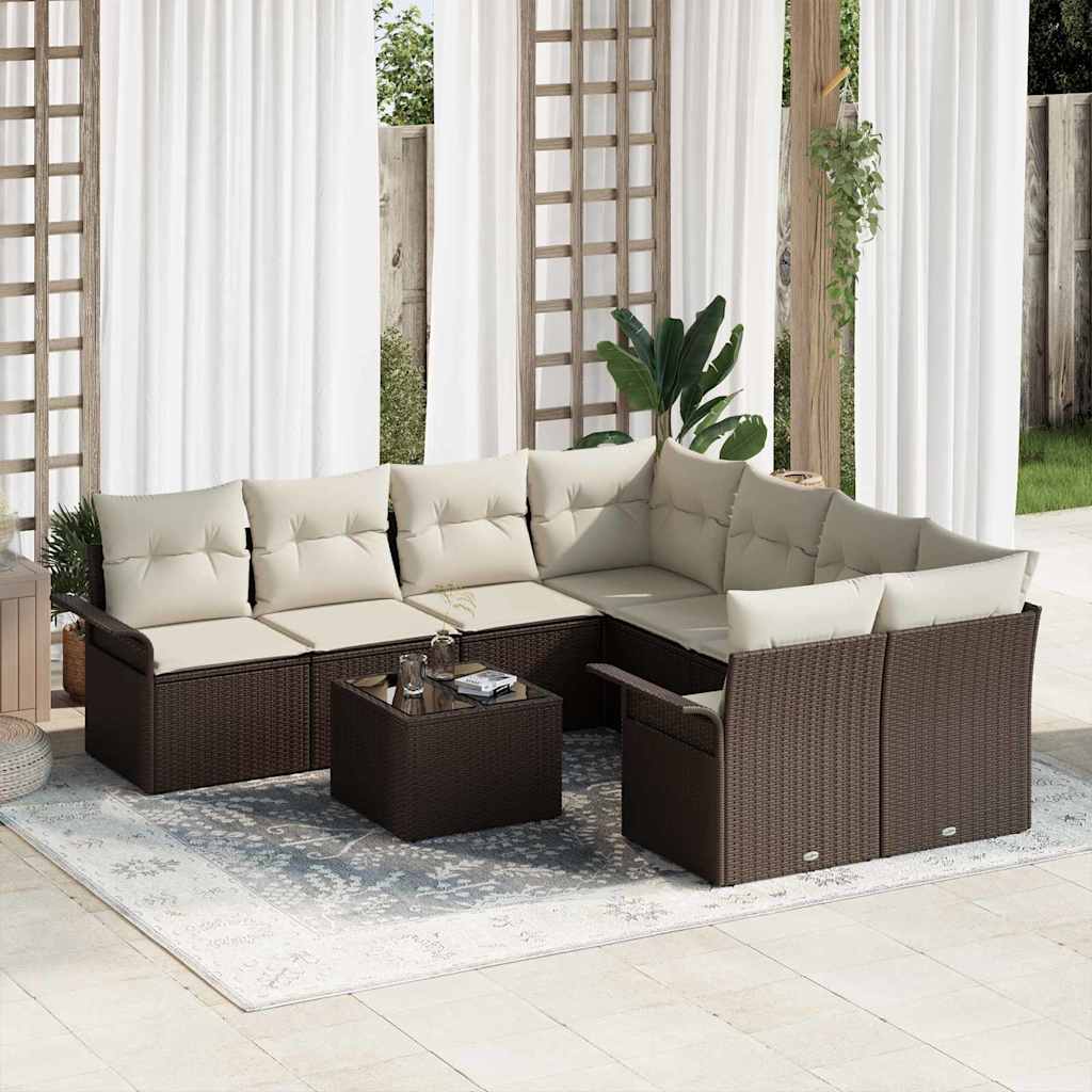 Tuinbankenset Met Kussen 9 Pcs En Grijs Poly Rattan