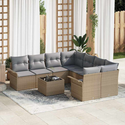 Tuinbankenset Met Kussen 9 Pcs En Grijs Poly Rattan