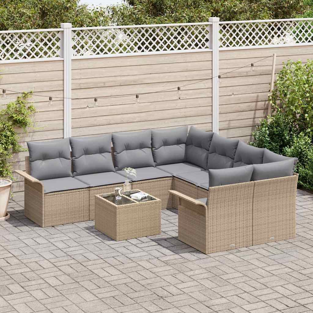 Tuinbankenset Met Kussen 9 Pcs En Grijs Poly Rattan