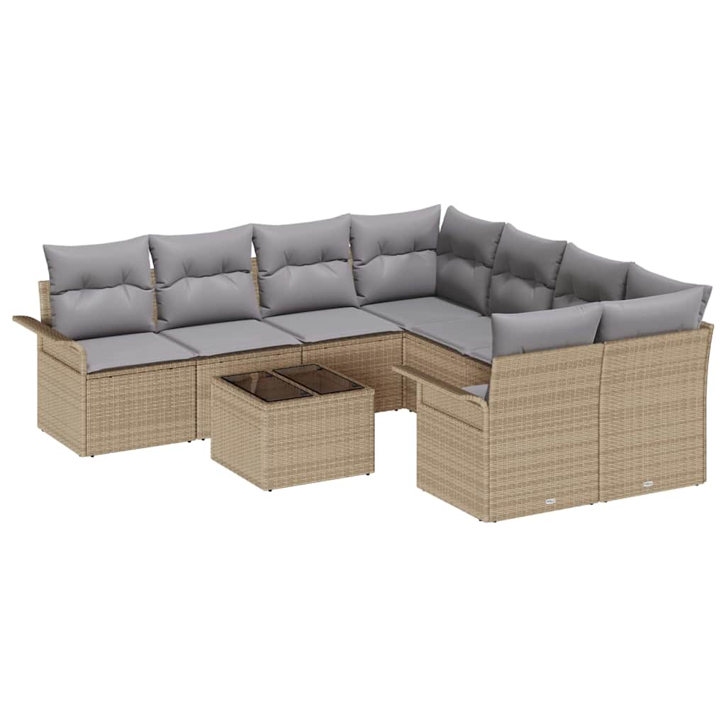 Tuinbankenset Met Kussen 9 Pcs En Grijs Poly Rattan