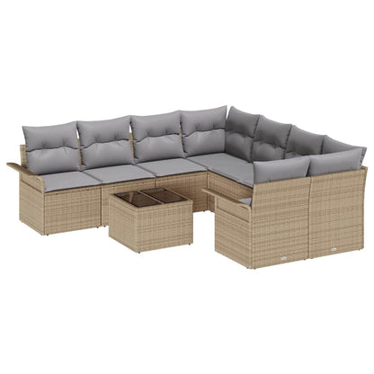 Tuinbankenset Met Kussen 9 Pcs En Grijs Poly Rattan