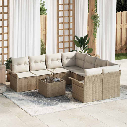 Tuinbankenset Met Kussen 9 Pcs En Grijs Poly Rattan