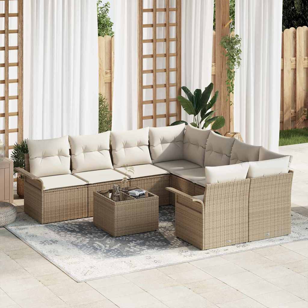 Tuinbankenset Met Kussen 9 Pcs En Grijs Poly Rattan