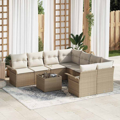 Tuinbankenset Met Kussen 9 Pcs En Grijs Poly Rattan