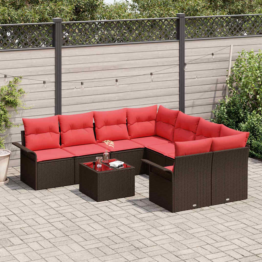 Tuin Sofa Set Met Kussen 9 Pcs Beige En Poly Rattan