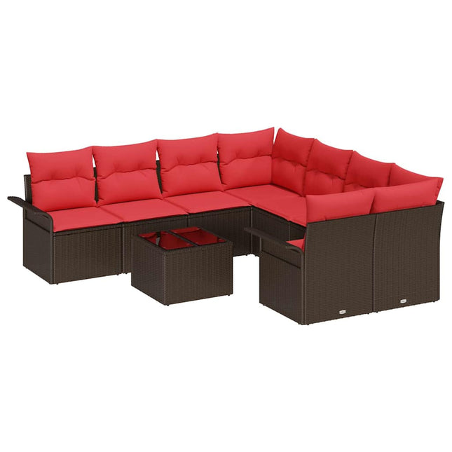Tuin Sofa Set Met Kussen 9 Pcs Beige En Poly Rattan