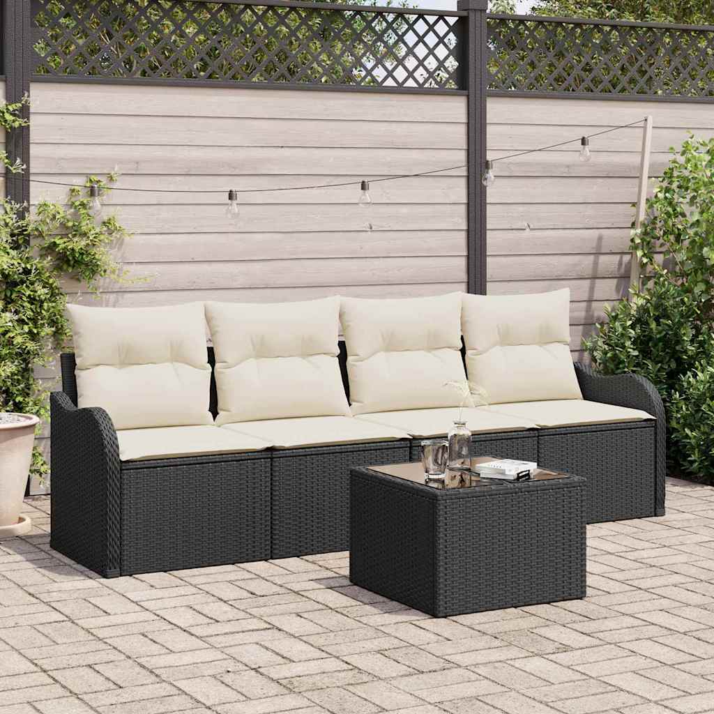 Tuin Sofa Set Met Opslag 5 Pcs En Crème Poly Rattan