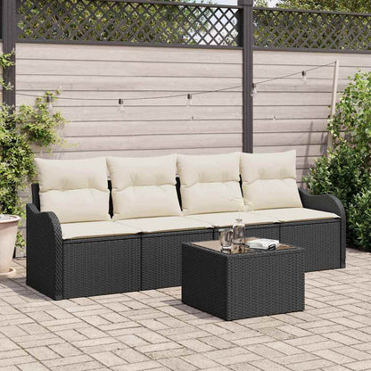 Tuin Sofa Set Met Opslag 5 Pcs En Crème Poly Rattan