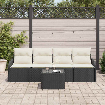 Tuin Sofa Set Met Opslag 5 Pcs En Crème Poly Rattan