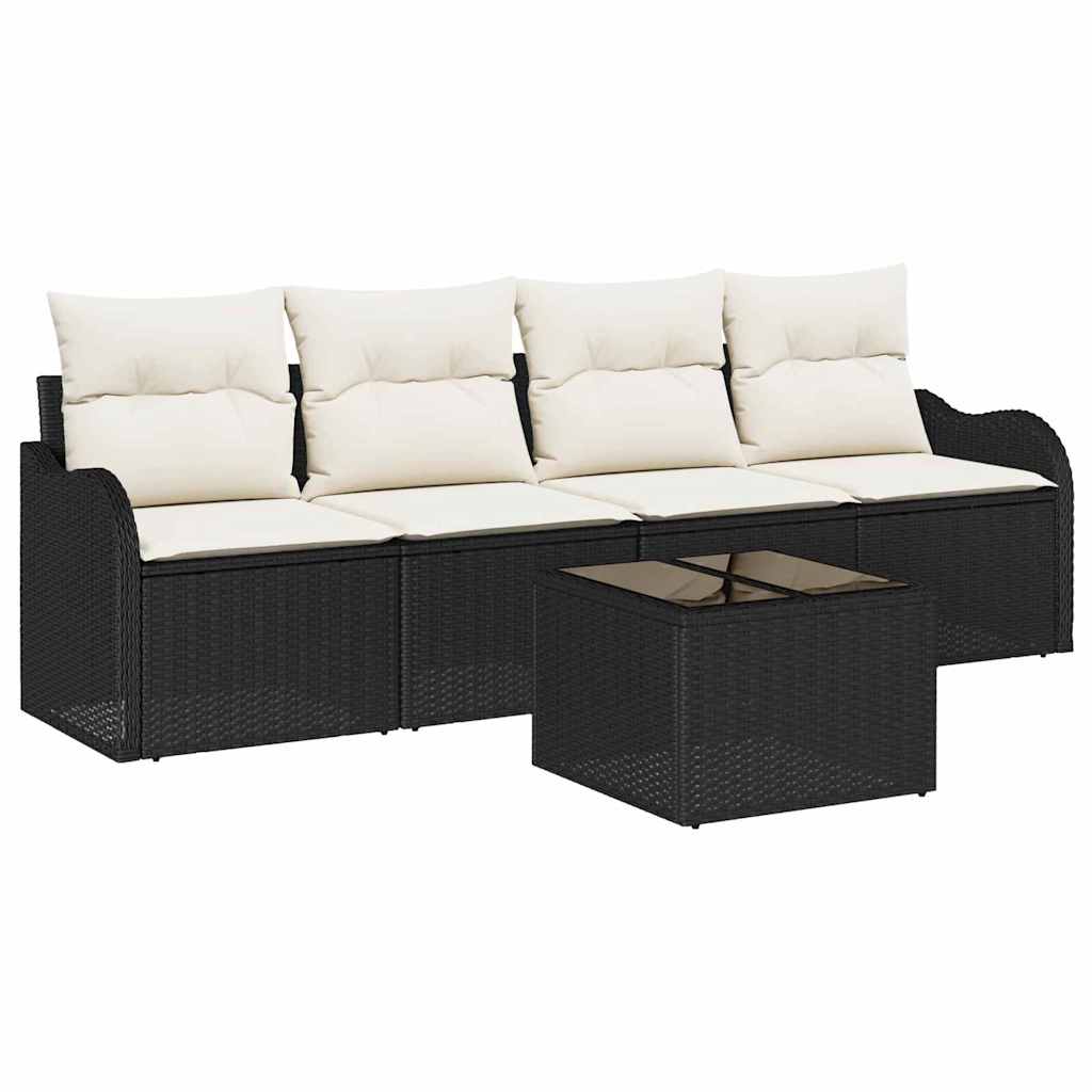 Tuin Sofa Set Met Opslag 5 Pcs En Crème Poly Rattan