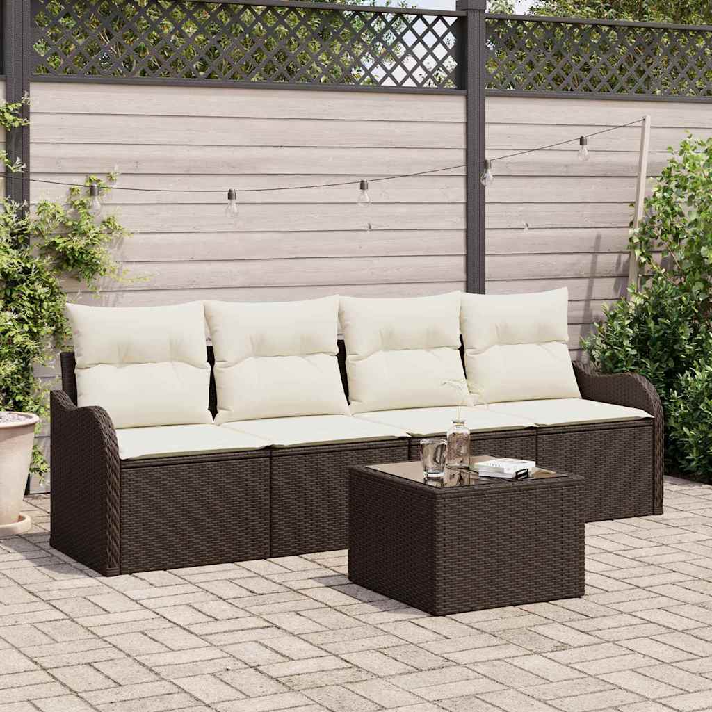 Tuin Sofa Set Met Opslag 5 Pcs En Crème Poly Rattan