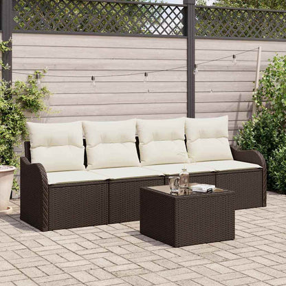 Tuin Sofa Set Met Opslag 5 Pcs En Crème Poly Rattan