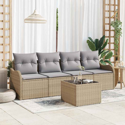 Tuin Sofa Set Met Opslag 5 Pcs En Crème Poly Rattan