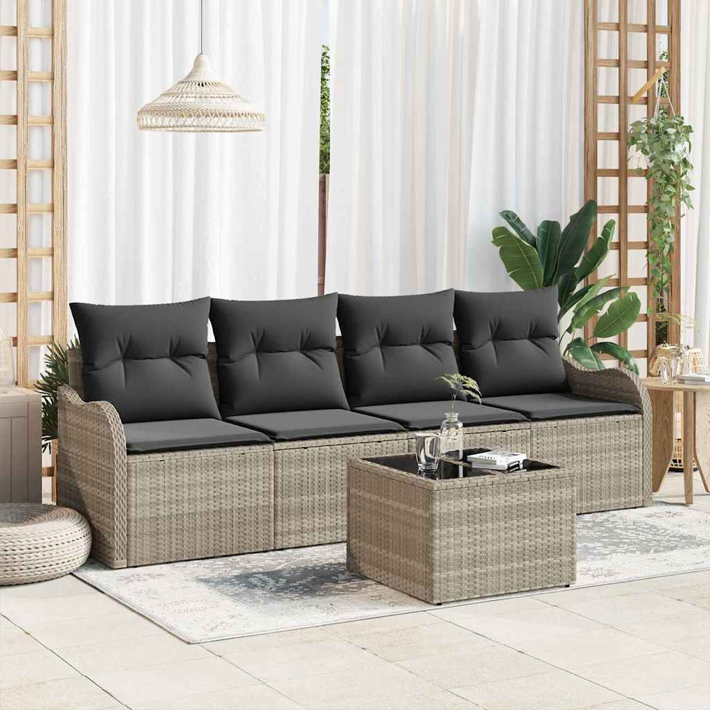 Tuin Sofa Set Met Opslag 5 Pcs En Crème Poly Rattan