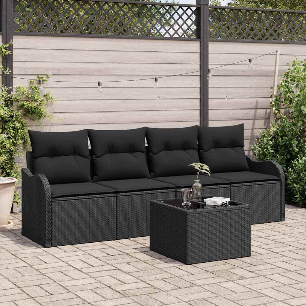 Tuin Sofa Set Met Opslag 5 Pcs En Crème Poly Rattan