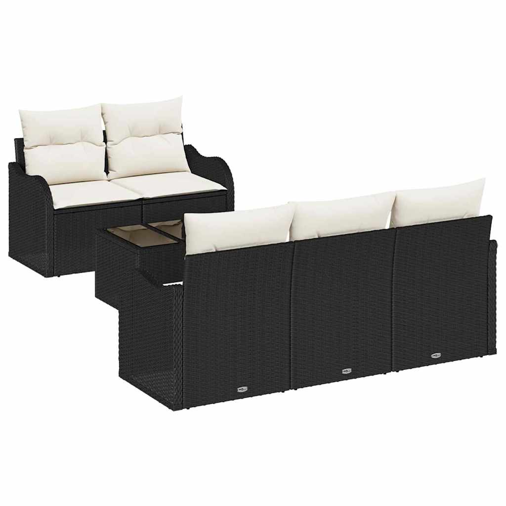 Tuin Sofa Set 6 Pcs En Crème Poly Rattan, Staal En Glas