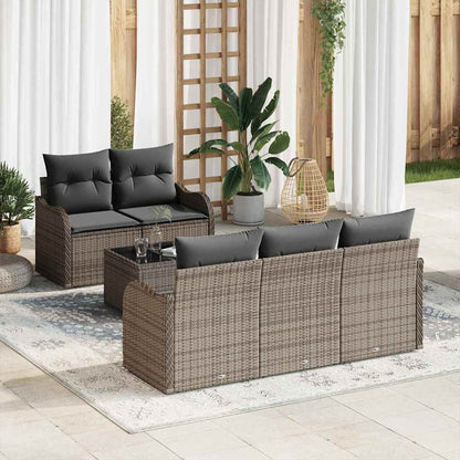 Tuin Sofa Set 6 Pcs En Crème Poly Rattan, Staal En Glas