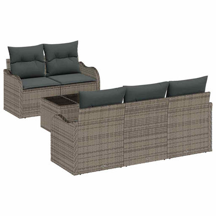 Tuin Sofa Set Met Kussen 6 Pcs Poly Rattan, Staal En Glas