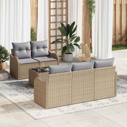Tuin Sofa Set 6 Pcs En Crème Poly Rattan, Staal En Glas