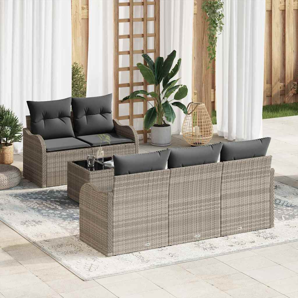 Tuin Sofa Set 6 Pcs En Crème Poly Rattan, Staal En Glas