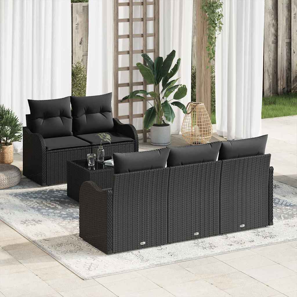 Tuin Sofa Set 6 Pcs En Crème Poly Rattan, Staal En Glas