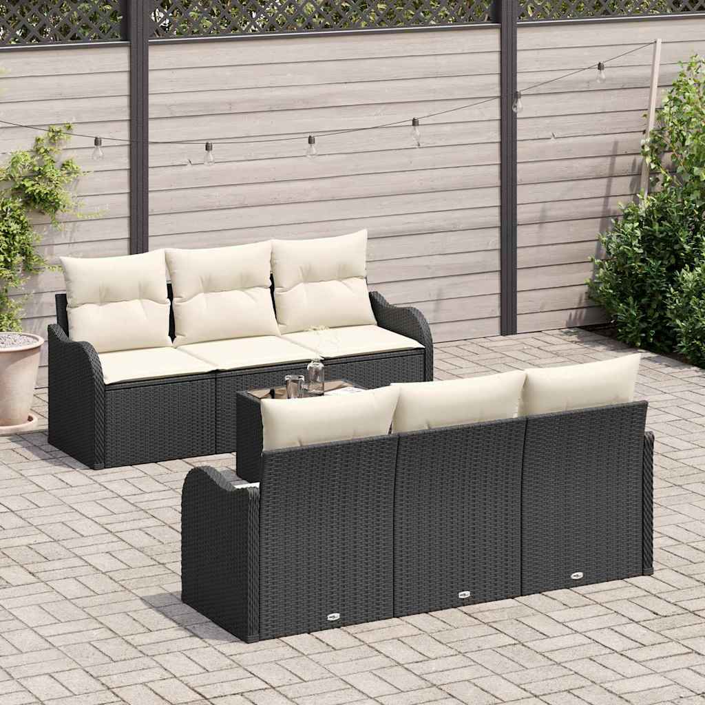 Tuin Sofa Set 7 Pcs En Crème Poly Riet En Staal En Glas