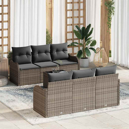 Tuin Sofa Set 7 Pcs En Crème Poly Riet En Staal En Glas