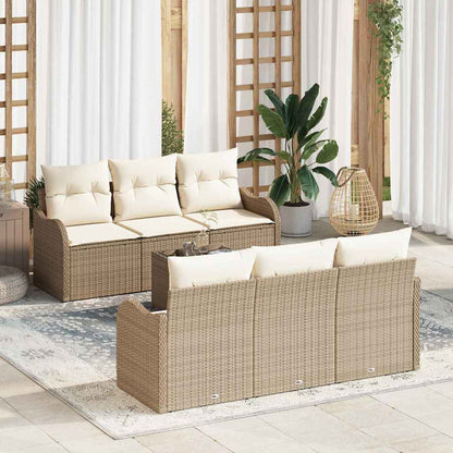 Tuin Sofa Set 7 Pcs En Crème Poly Riet En Staal En Glas