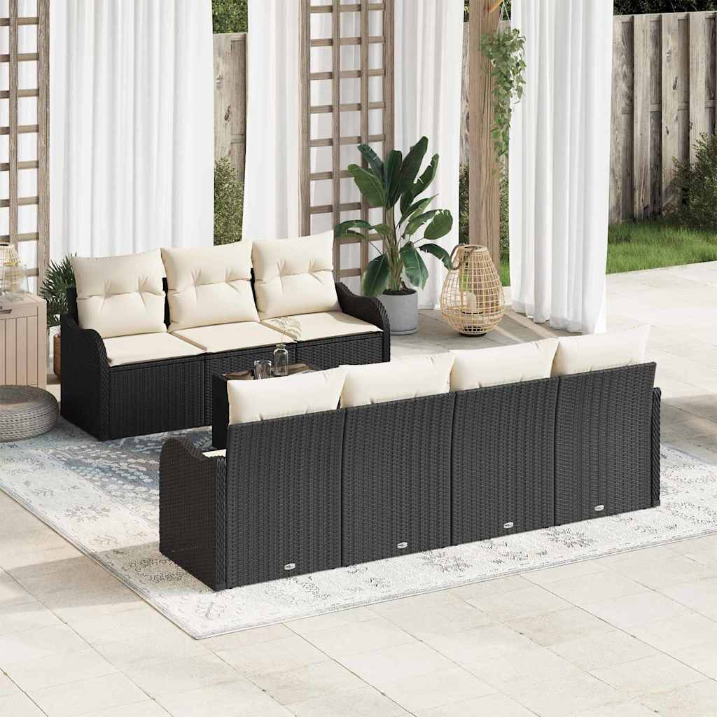 Tuin Sofa Set 8 Pcs En Crème Poly Riet En Staal En Glas