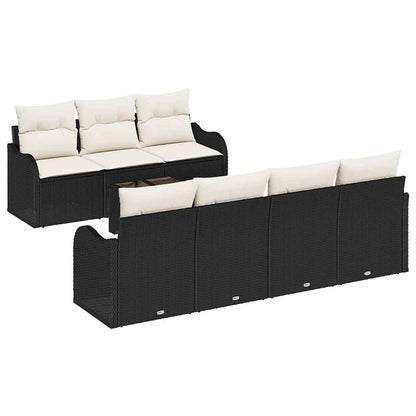 Tuin Sofa Set 8 Pcs En Crème Poly Riet En Staal En Glas